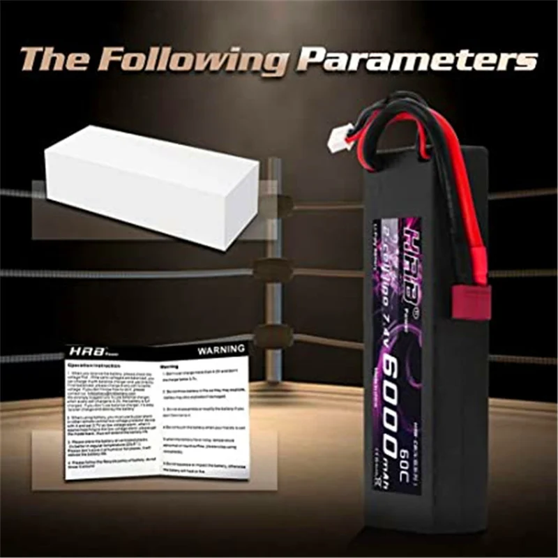 6000 mAh Lipo battery 7.4V 60C 2S with female T-connector Battery for RC Car Airplane Helicopter