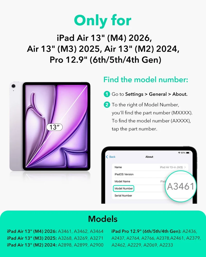 iPad Air 13" (M4) 2026 Rebound Magnetic Case - Light Purple