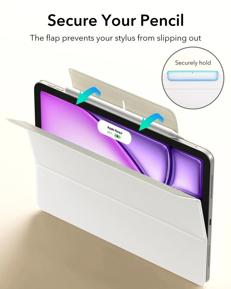 iPad Air 13" (M4) 2026 Rebound Magnetic Case - Brilliant White