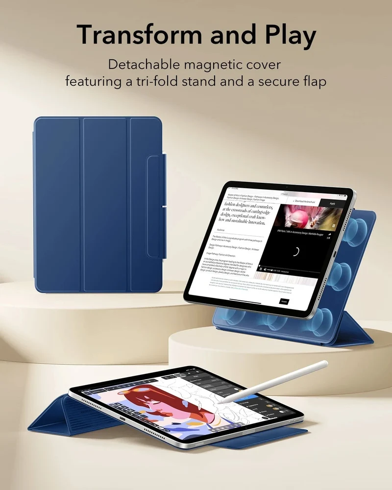 iPad Air 13" (M4) 2026 Rebound Magnetic Case - Navy Blue