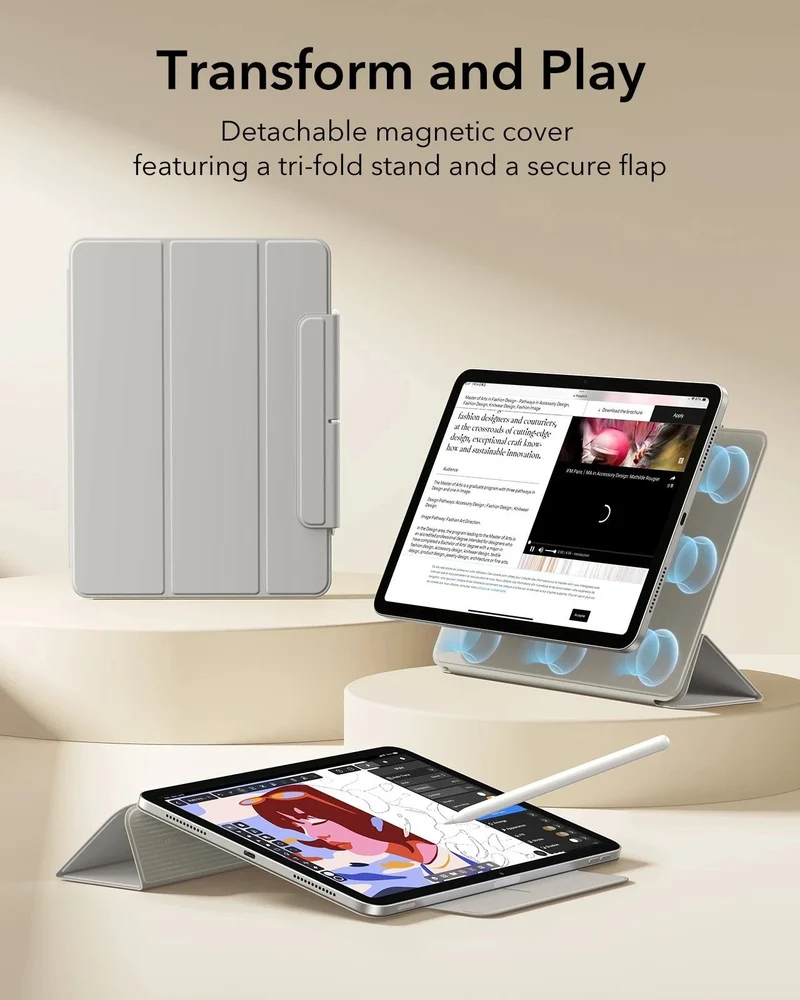 iPad Air 11" (M4) 2026 Rebound Magnetic Case - Grey