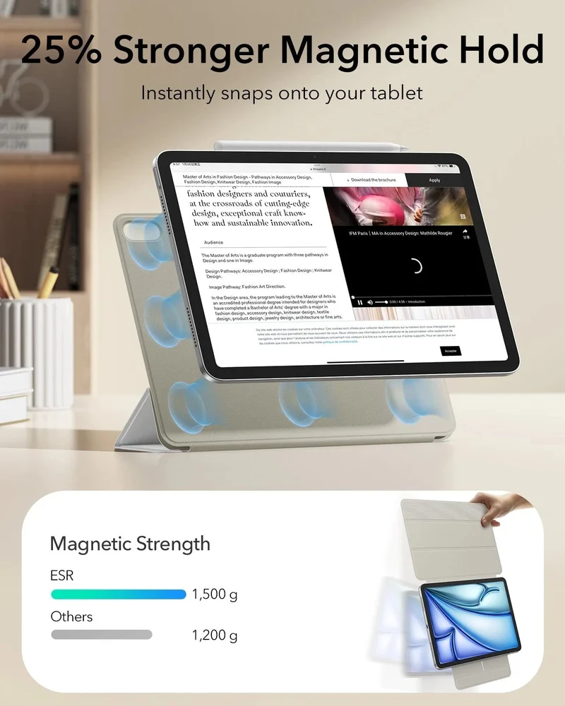 iPad Air 11" (M4) 2026 Rebound Magnetic Case - Brilliant White