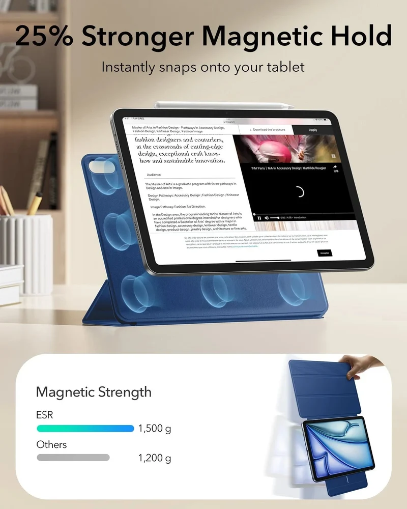 iPad Air 11" (M4) 2026 Rebound Magnetic Case - Navy Blue