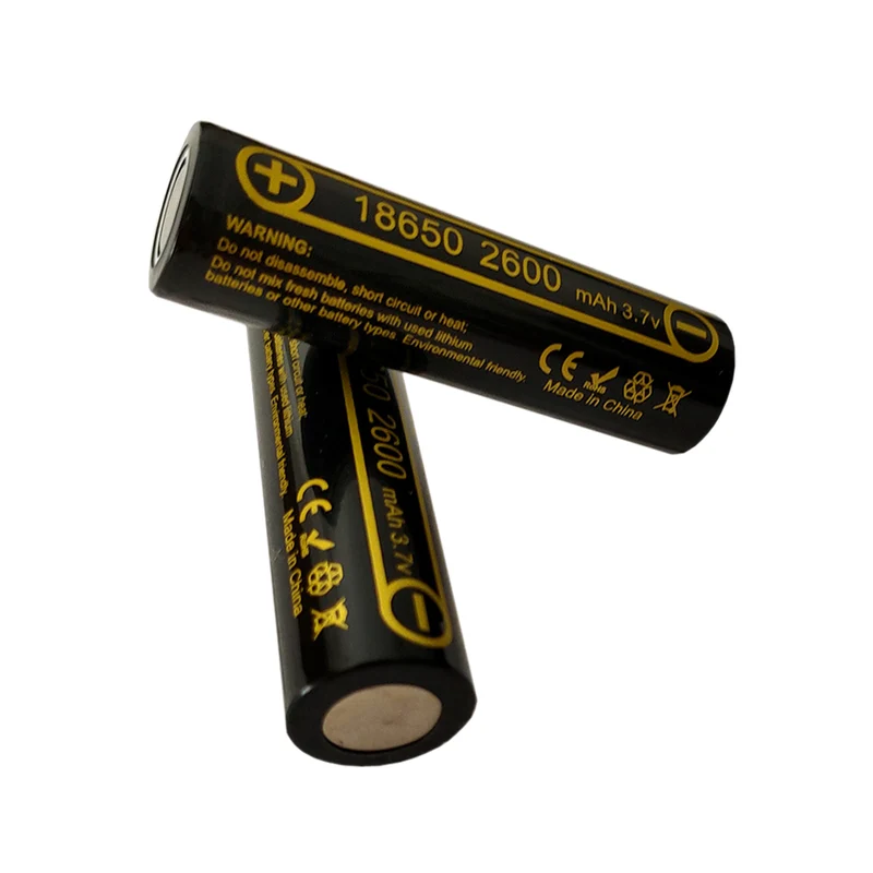 2 pcs 3.7V 2600mAh 18650 Battery For Flashlight Headlight Handheld Fan Mobile Power Bank
