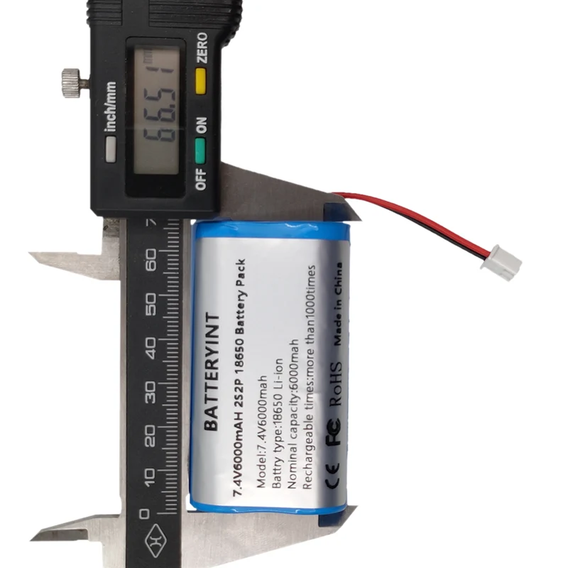 18650 7.4V lithium battery 3600mAh accupack speaker protection board with XH 2.54-2P connector