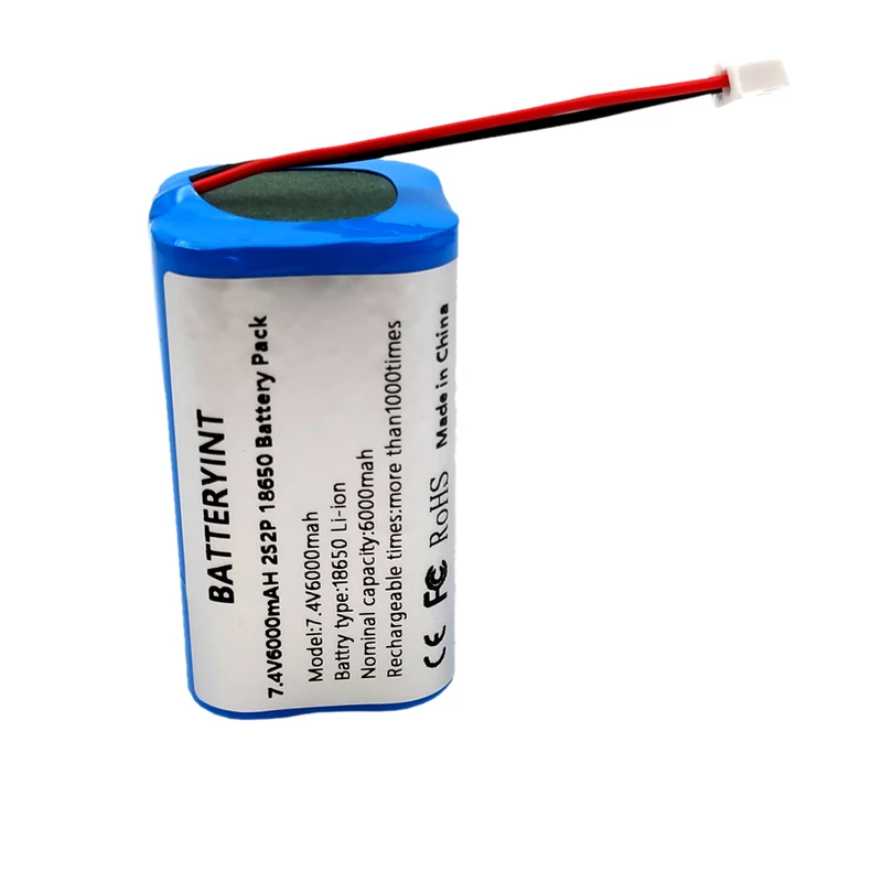 18650 7.4V lithium battery 3600mAh accupack speaker protection board with XH 2.54-2P connector