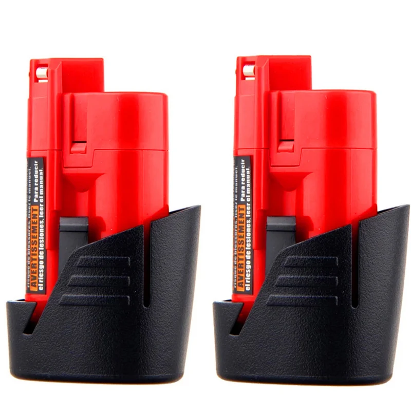 2 pieces 12V 3000mAh Li-Ion battery for Milwaukee M12 48-11-2401, 48-11-2402, 48-11-2420, 48-11-2440 ,48-11-2460