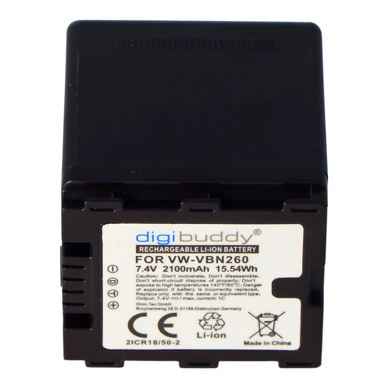 7.4v 2100mah batter for Panasonic VW-VBN130, VW-VBN130-K, VW-VBN260GK