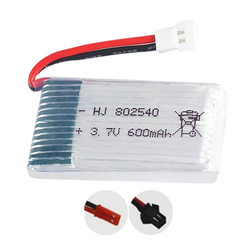 2 pieces 3.7v 600mAh 802540 li-polymer battery for X5C X5SW M68 Rc car