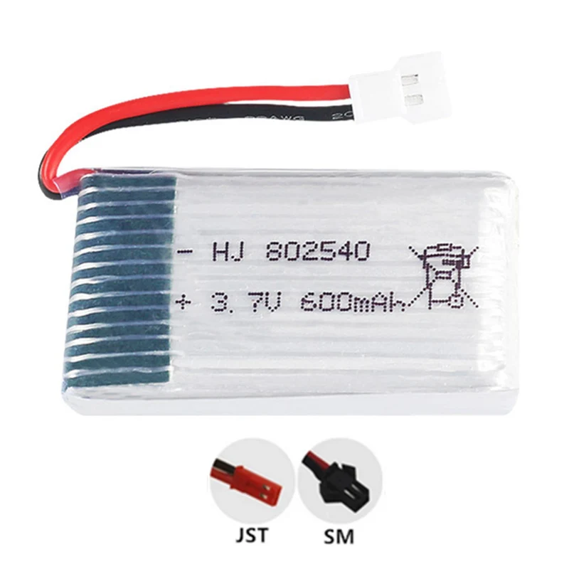 2 pieces 3.7v 600mAh 802540 li-polymer battery for X5C X5SW M68 Rc car