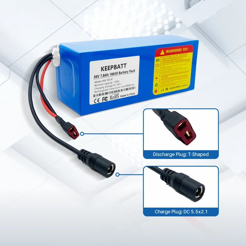 36V 7.8Ah 18650 battery 10S3P modified bicycles electric vehicles with PCB + 42V 2A charger