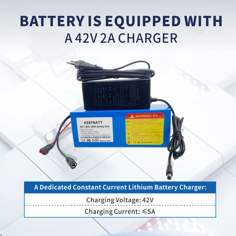 36V 7.8Ah 18650 battery 10S3P modified bicycles electric vehicles with PCB + 42V 2A charger