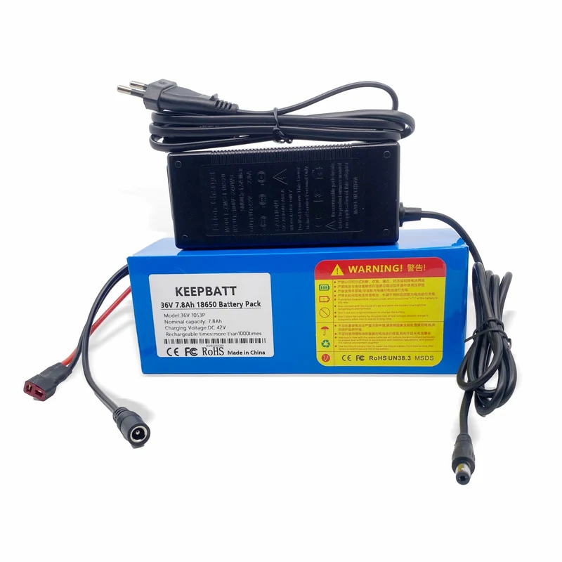 36V 7.8Ah 18650 battery 10S3P modified bicycles electric vehicles with PCB + 42V 2A charger