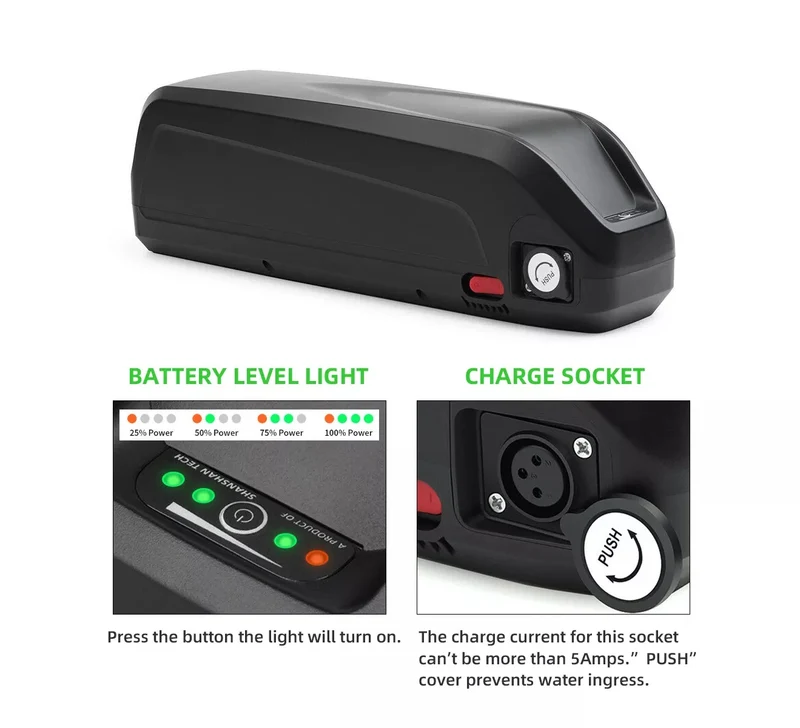 48V 13Ah 624Wh Hailong Ebike Battery Pack 18650 Lithium 1000W E bike Battery With 5V USB Discharge