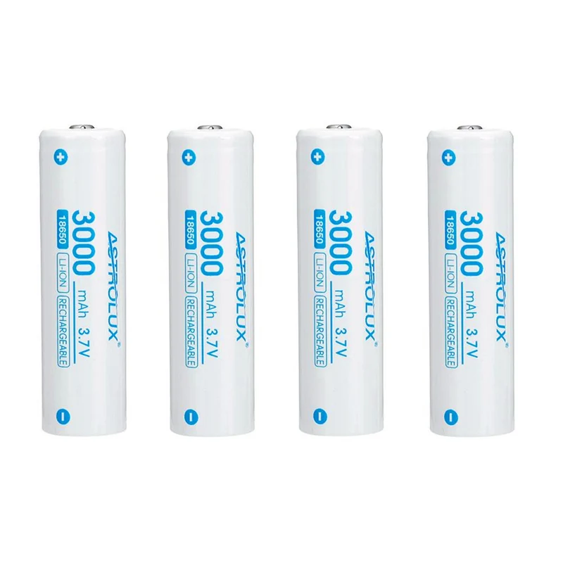 4pcs 3000 mAh 3.7 V 18650 unprotected Li-Ion battery Rechargeable lithium power cell 9.6 A high performance
