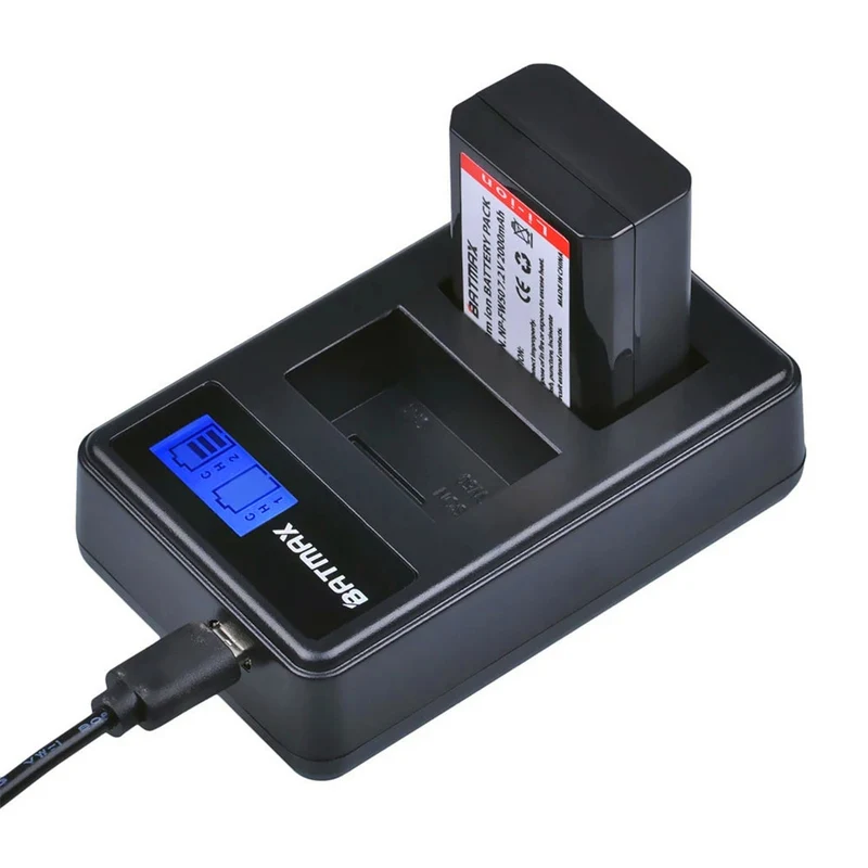 2Pcs 2000mAh NP-FW50 Camera Battery + LCD USB Dual Charger for a6500 a6300 a6000 a5000 a3000 NEX-3 a7R