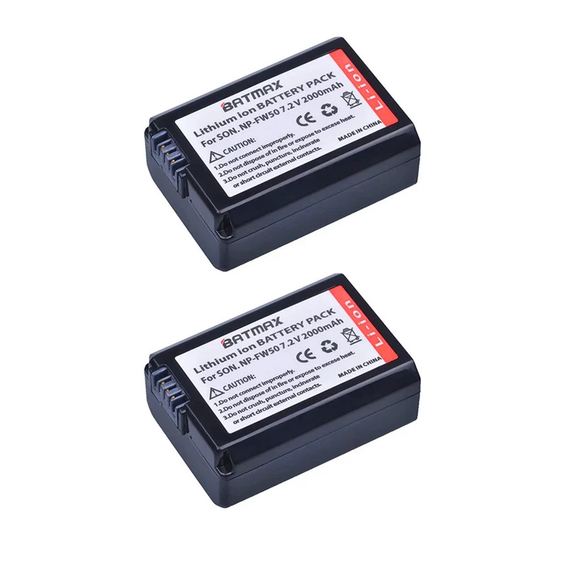 2Pcs 2000mAh NP-FW50 Camera Battery + LCD USB Dual Charger for a6500 a6300 a6000 a5000 a3000 NEX-3 a7R
