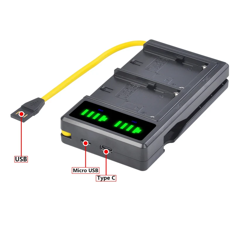 2Pc 7200mAh NP-F960 NP F970 Camera Battery + LCD USB Charger for NP-F550 F770 F750 F960 FM500H FM70 QM91D QM71D HVR-V1J
