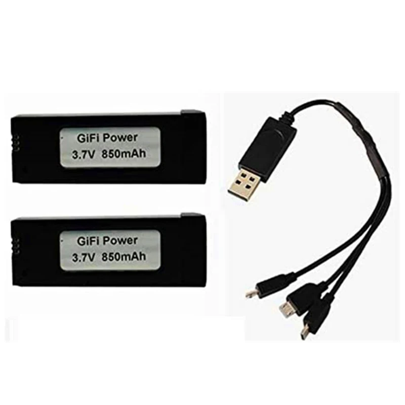 2pcs 3.7 V 850 mAh LiPo battery for each E58 JY019 GD88 L800 S168 RC quadcopter drone battery with USB charger