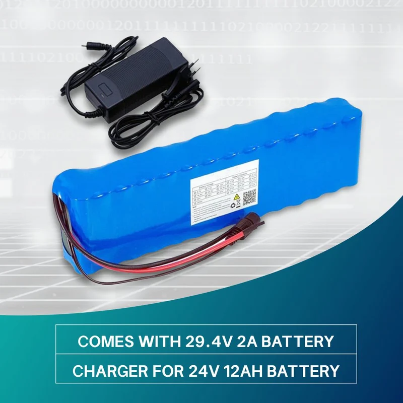 24V 12000mAh electric bike motor ebike rechargeable battery scooter 18650 29.4V with charger