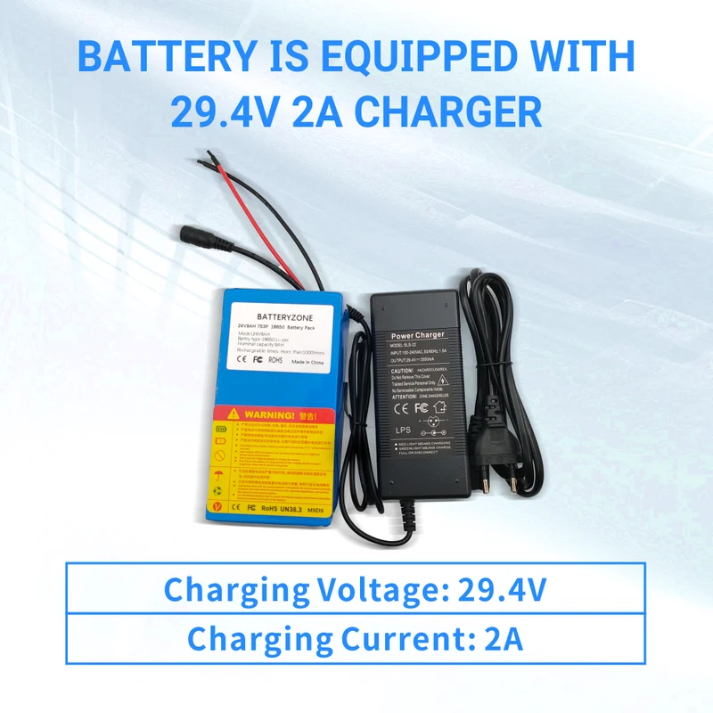 24V 6Ah 7S3P 18650 Battery 29.4V 6000mAh BMS Electric Bicycle Moped / Electric / Li ion battery Pack + 29.4V 2A Charger