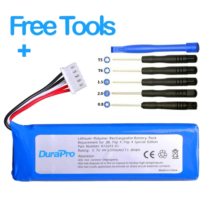 3.7 V 3200mAh battery GSP872693 for JBL speakers Flip 4, Flip 4 Special Edition