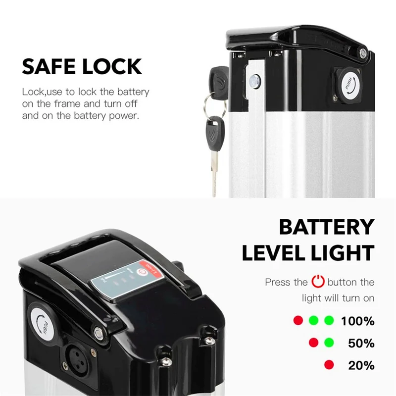 36V 10Ah Baterie Electric Phylion XH370-10J Battery 18650 Lithium e bike battery Seat Tube Silverfish E bike Battery for prophete（Bottom discharge）