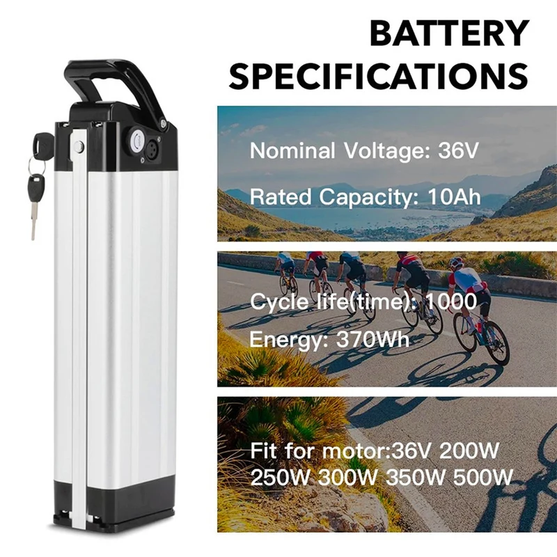 36V 10Ah Baterie Electric Phylion XH370-10J Battery 18650 Lithium e bike battery Seat Tube Silverfish E bike Battery for prophete（Bottom discharge）