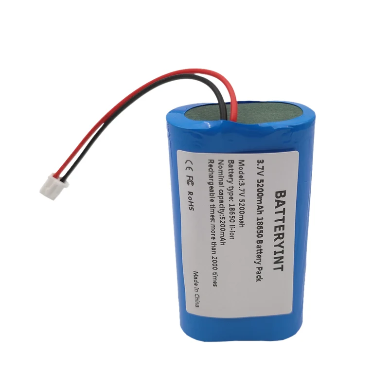 2PCS 3.7V 18650 Lithium Battery Packs 5200mAh Rechargeable Battery Fishing LED Light Bluetooth Speaker XH-2P Connector