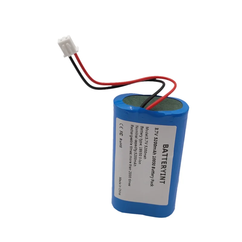 2PCS 3.7V 18650 Lithium Battery Packs 5200mAh Rechargeable Battery Fishing LED Light Bluetooth Speaker XH-2P Connector