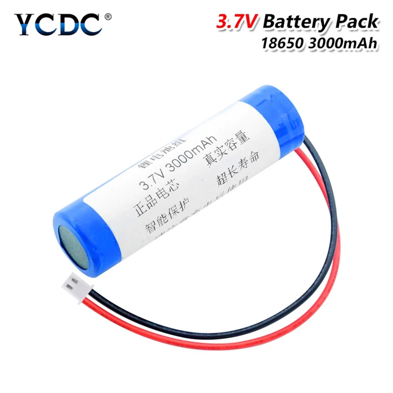 3.7V 3000mAh 18650 Li-ion Battery XH 2.54mm 2pin Connector For Rc Boot DIY Power Bank