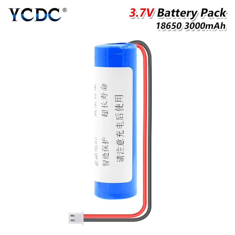 3.7V 3000mAh 18650 Li-ion Battery XH 2.54mm 2pin Connector For Rc Boot DIY Power Bank