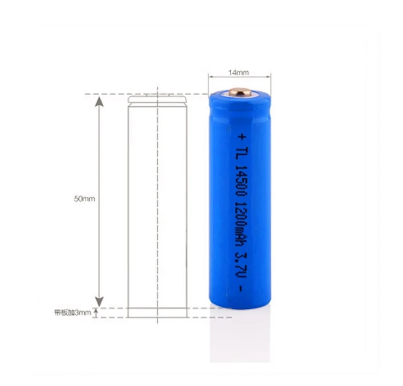 2 PIECES / LOT AA 14500 1200mah 3.7V lithium-ion rechargeable batteries