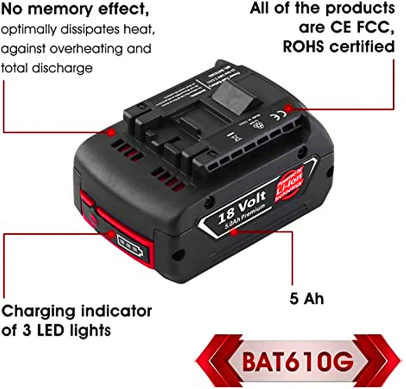 18V 5.0Ah battery for BAT609, BAT619G, BAT619, BAT609G, BAT618
