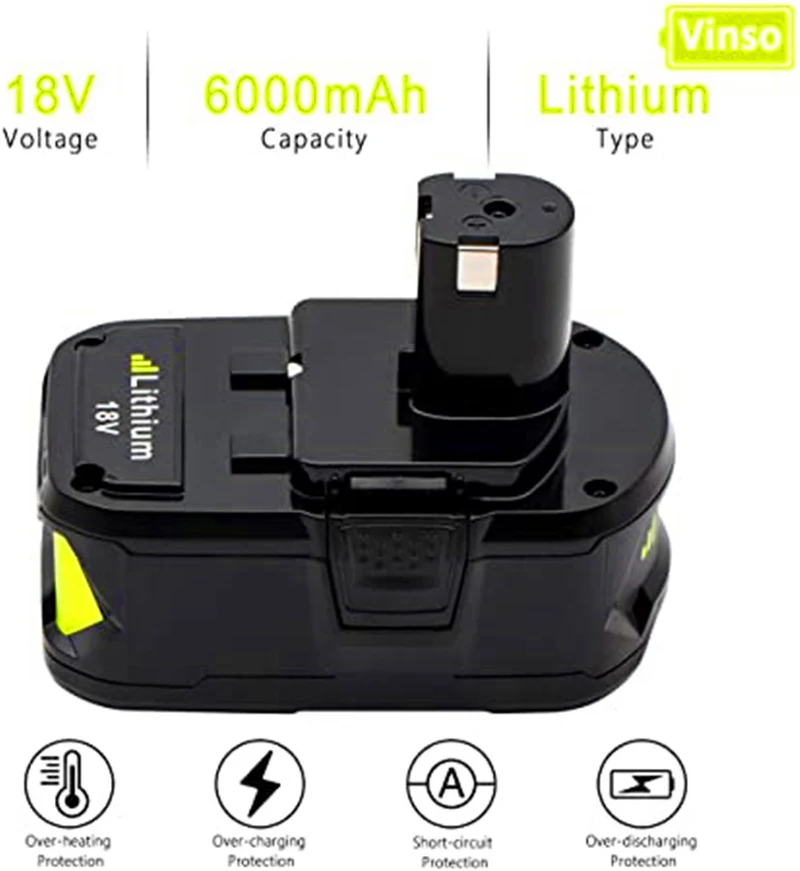 2 pieces 18V 6Ah lithium battery for Ryobi P108 RB18L50 RB18L40