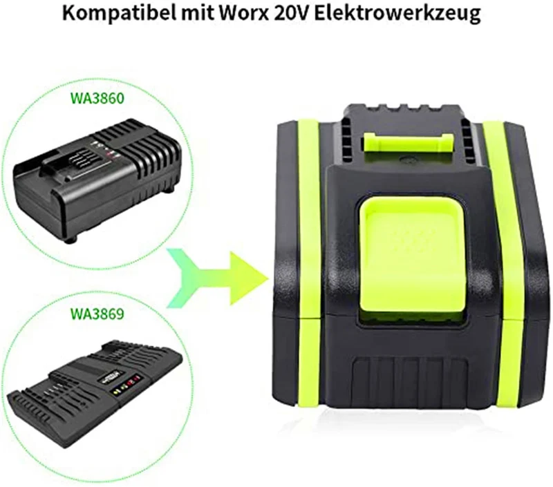 20v 5.0Ah battery for WORX 20V devices WA3556, WA3572, WA3605