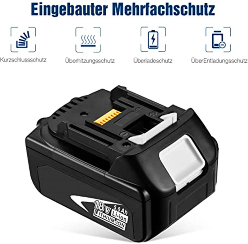 18V 5000mAh battery with LED display for Makita BL1830 BL1840BL1850 BL1860