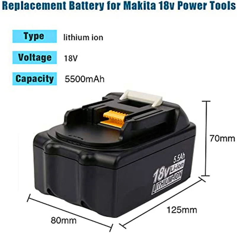 2 pieces 5.5 Ah BL1850 Li-ion battery for Makita 18V BL1850 BL1850B