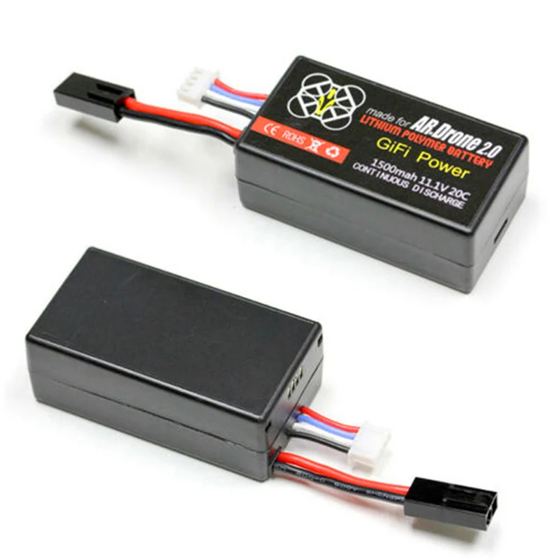 11.1v 1500mah 20C LiPo battery with 2 Parrot AR plugs. UAV 2.0 quadcopter