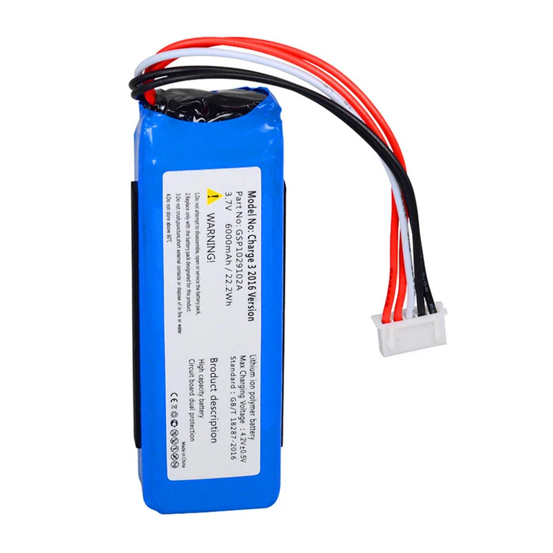 3.7V 6000mAh battery GSP1029102A for JBL Charge3 2016 version loudspeaker