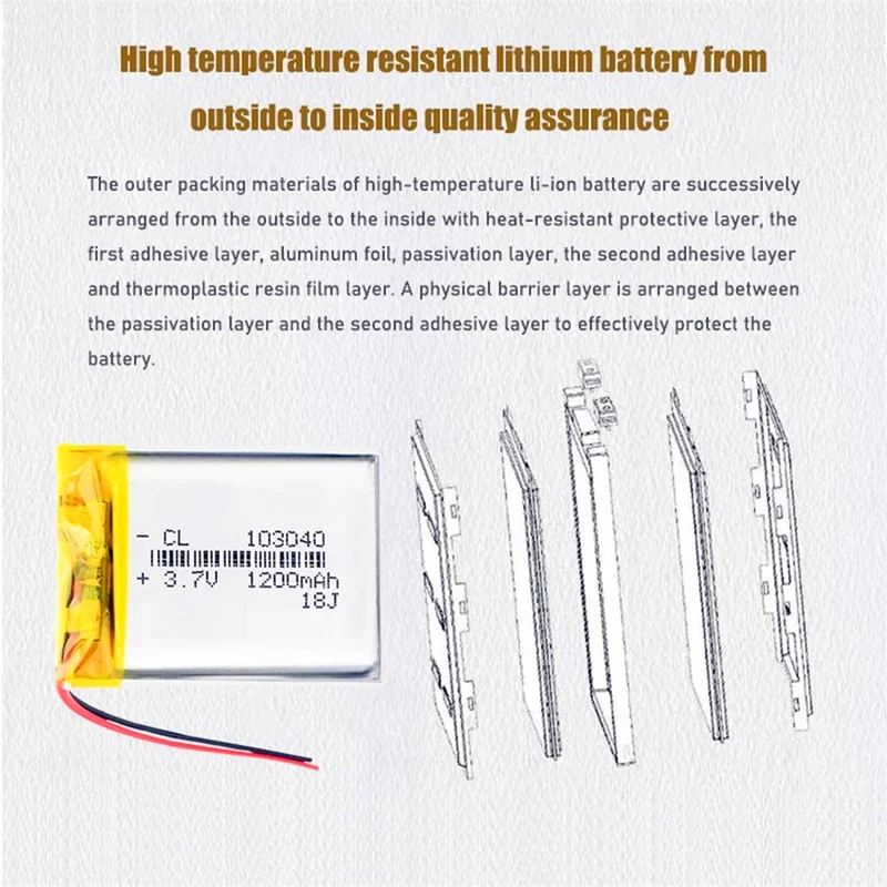2 pieces 1200mAhli-ion Lipo cells Lithium Li-Po Polymer Battery For MP4 DVD GPS Bluetooth