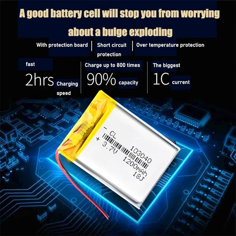 2 pieces 1200mAhli-ion Lipo cells Lithium Li-Po Polymer Battery For MP4 DVD GPS Bluetooth