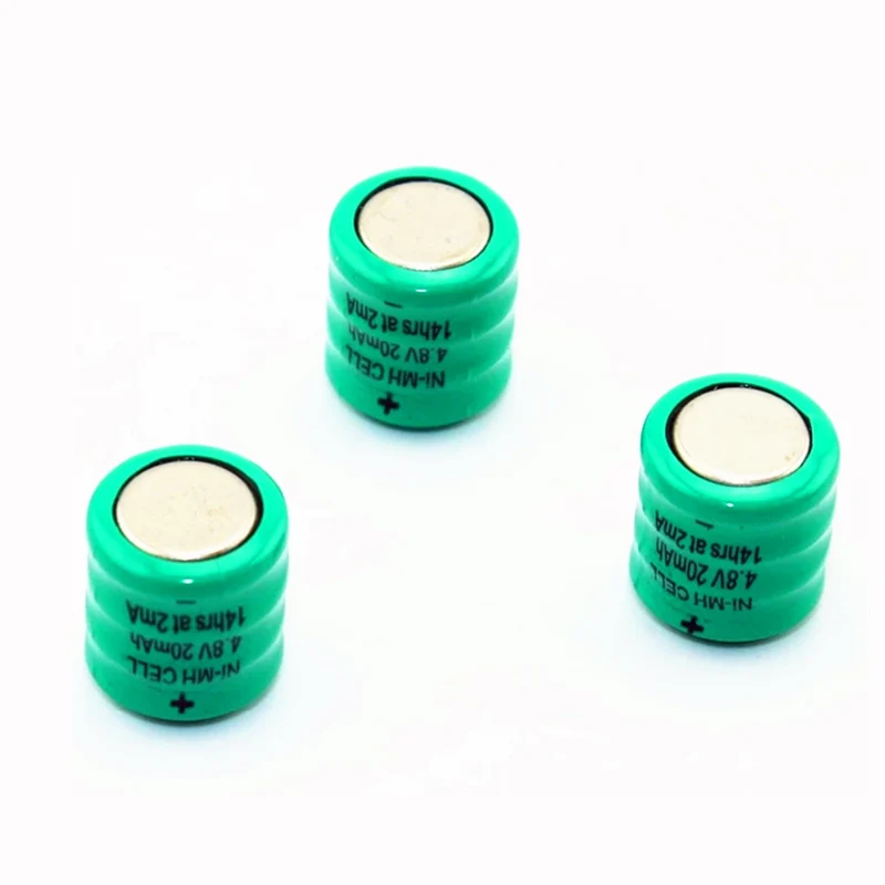 3x Ni-Mh Button Battery 4.8V 20MAH for Car LED Flashlight 7575
