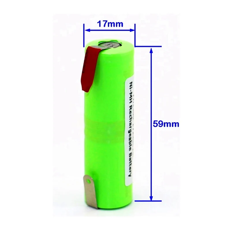 Ni-mh 2.4 V 1300mAh battery w / tabs for toothbrush Braun OralB razor 17290C2SL 17x56mm