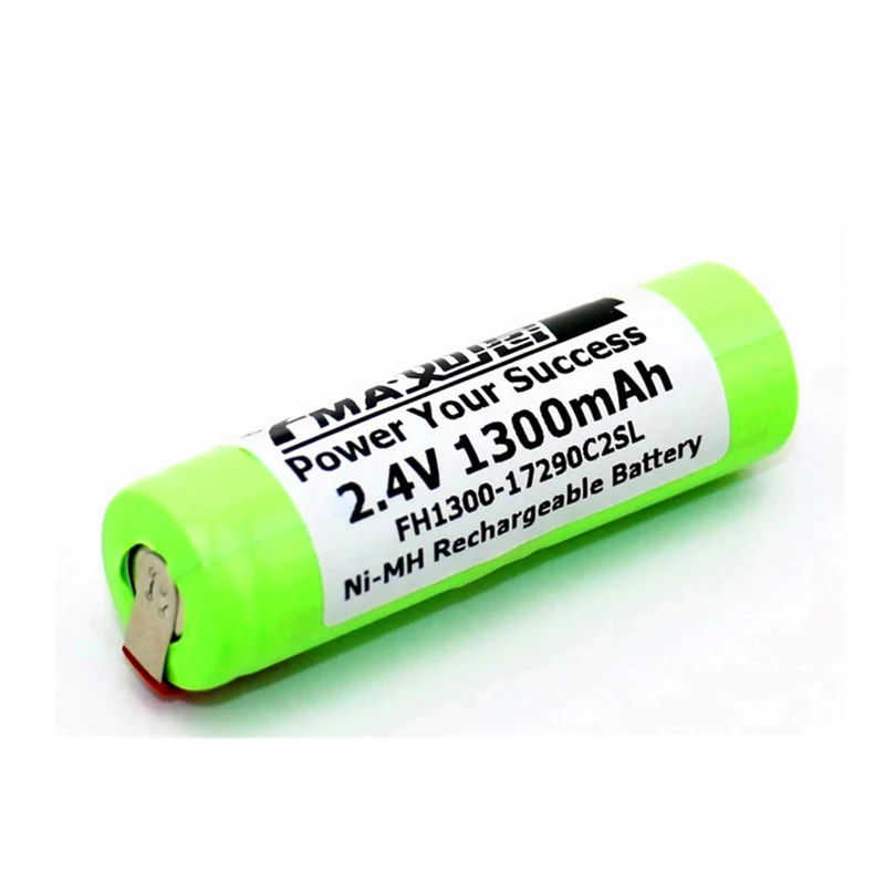 Ni-mh 2.4 V 1300mAh battery w / tabs for toothbrush Braun OralB razor 17290C2SL 17x56mm