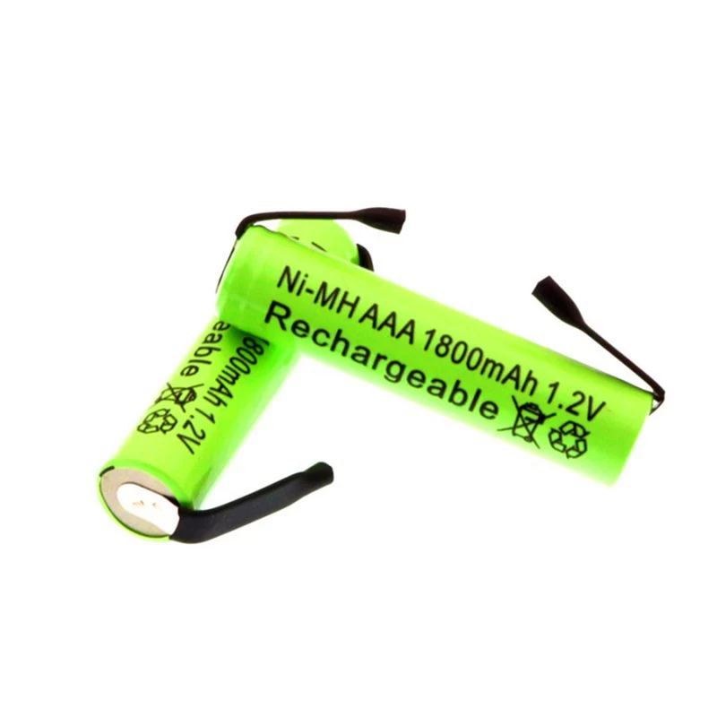2pcs Ni-mh 1.2 V 1800mah AAA Battery With Solder Tabs for Braun electric razors, Razors, Toothbrushes