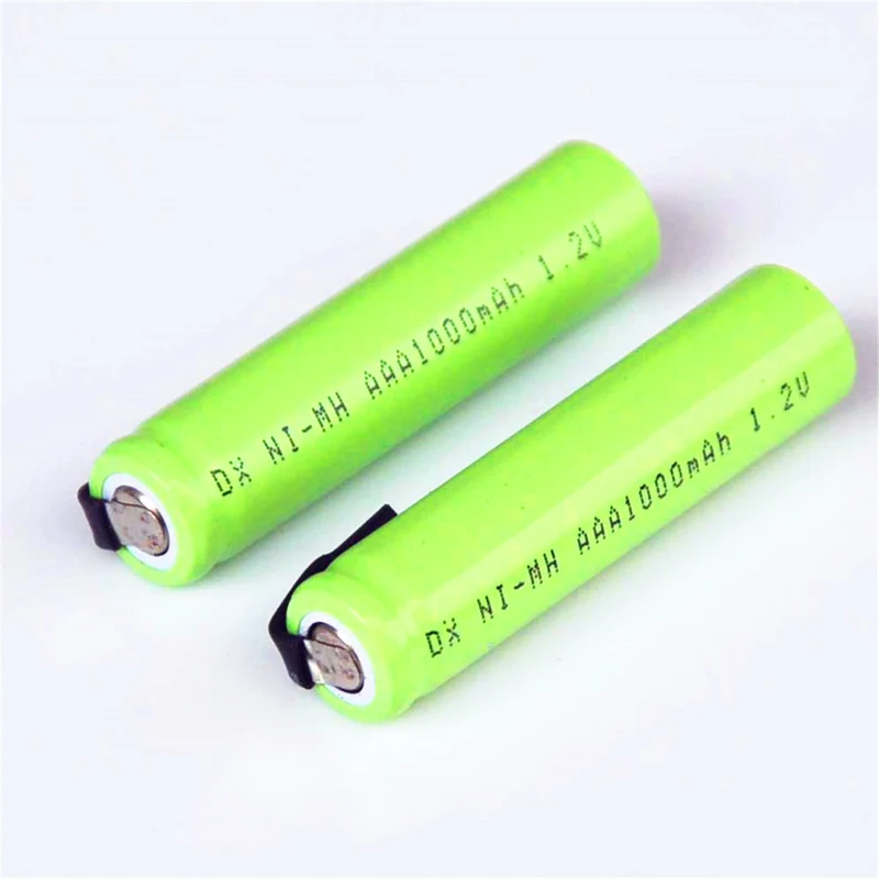 2pcs 1.2V AAA Rechargeable Battery Cell 1000mah Welding Tab For Braun Electric Shaver Razor Toothbrush