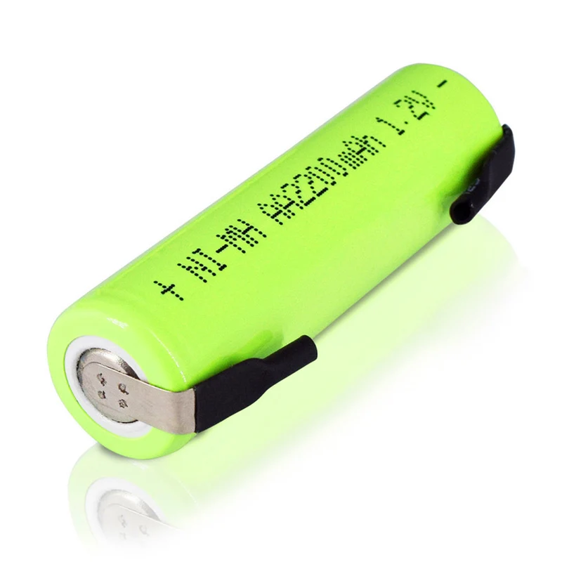 2pcs 1.2V AA rechargeable battery 2200mah Nimh Cell Welding Tab for Electric Shaver Toothbrush