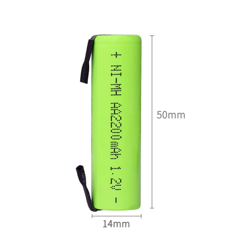 2pcs 1.2V AA rechargeable battery 2200mah Nimh Cell Welding Tab for Electric Shaver Toothbrush