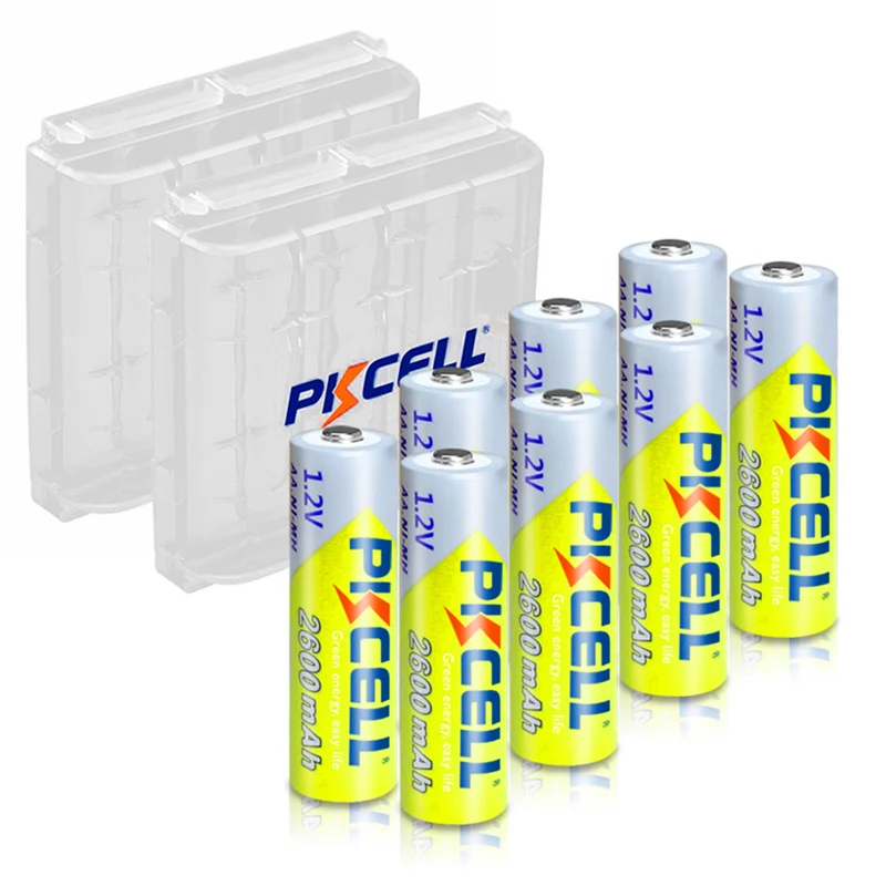 8pcs PKCELL NIMH AA 2600Mah 1.2V 2A Ni-Mh Battery + 2pcs Boxes